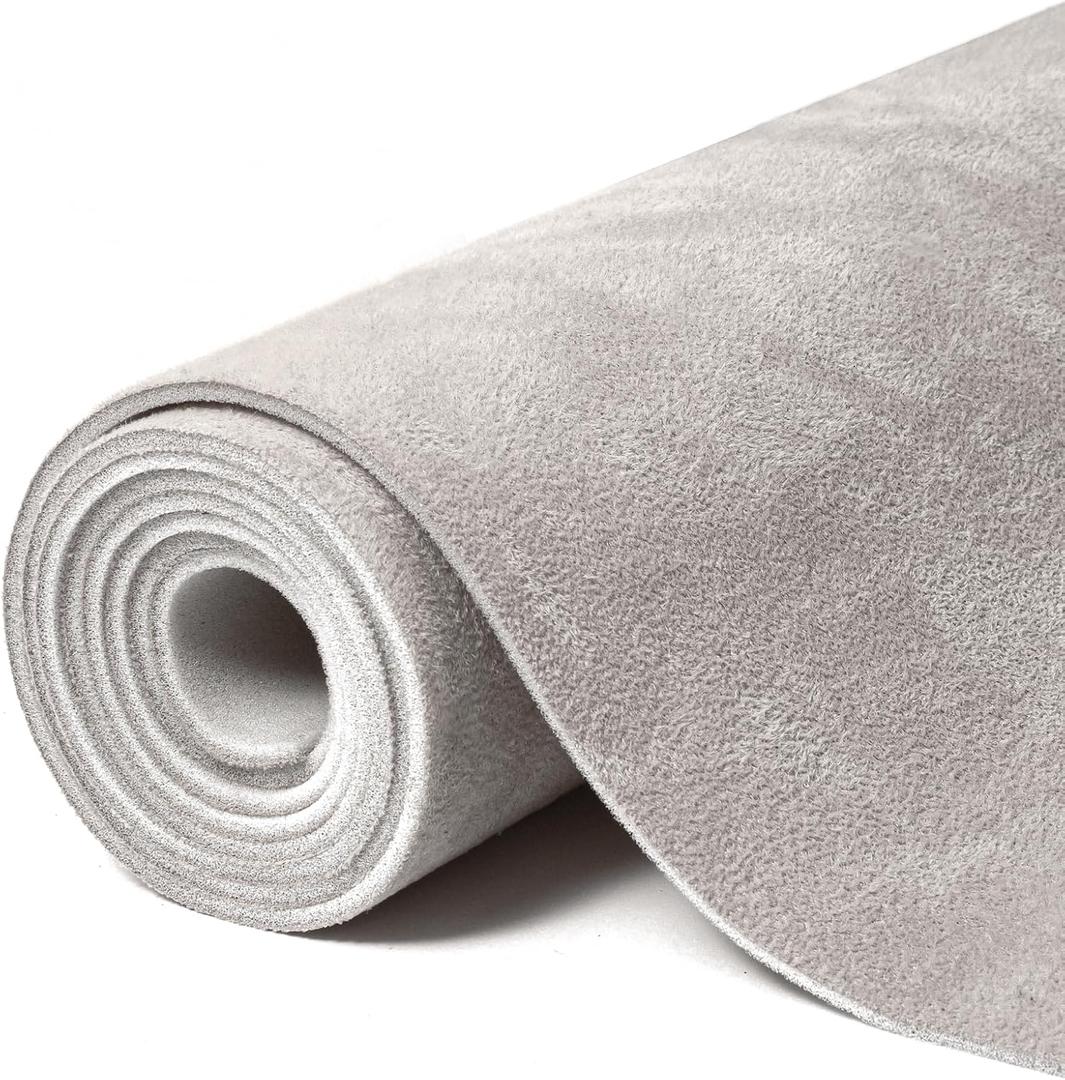 Suede Auto Headliner Fabric 98" L  60" W with Foam Backing - Tube Packaging - Light Grey Interior Replacement Material for Car/Truck/SUV/RV Roof - Home Repair/DIY Headliner Material
