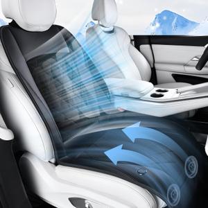 FLORICH Cooling Car Seat Cover, Ventilated Seat Cushion Cooling Car Seat Pad for Summer Driving with 2 Powerful Turbo Fans Universal Fit for Car SUV Truck Van-Black
