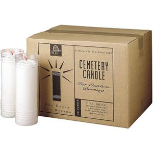 Root Candles Cemetery Prayer Candles for Outdoor Burning in Clear Flame Resistant Plastic Vessels, 12-Count, Memorial