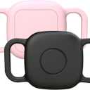 Waterproof Dog Collar Holder for Tile Life360 Mate 2024/2022 Tracker,2 Pack Anti Lost Soft Silicone Case for cat pet Necklace, Protective Cover Accessories for Tile Tracker Finder (Black/Pink)