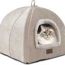 Chewy INDRACING Cat Bed for Indoor Cats - Cat Cave Cat House Cats Tent with Removable Washable Cushioned Pillow, Soft and Self Kitten beds (M(15 x 15 x 15 Inch), Beige-1)