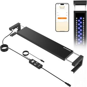 GLOWRIUM Saltwater Aquarium Light, Smart Reef Coral Fish Tank Light with Bluetooth + WiFi Dual Control App, DIY Spectrum, Brightness Adjustable, Anti-Drop, Real Time Water Temperature Sensor(18-24 in)