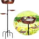 Metal Bird Bath for Outdoor - Garden Bird Bath with Removable Bowl Heavy-Duty Base, Winter Birdbath Feeder Rust-Proof Birdbaths for Garden Yard Lawn Decor, Easy to Install(Bronze)
