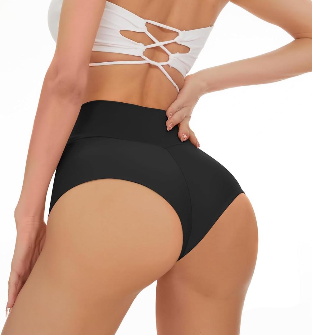 Kepblom Yoga Booty Shorts Women - Spandex Butt Lifting Gym Workout Shorts High Waisted Hot Dance Pants (Black), L