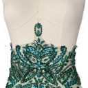 Handmade Beaded Waist Decoration Patches - Removable Rhinestone Appliques for Clothing, Belts, DIY Costume Accessories (Deep Green)