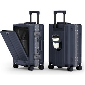 ALPHA CAMP 20 Inch Aluminum Frame Carry-On Luggage with Front Opening