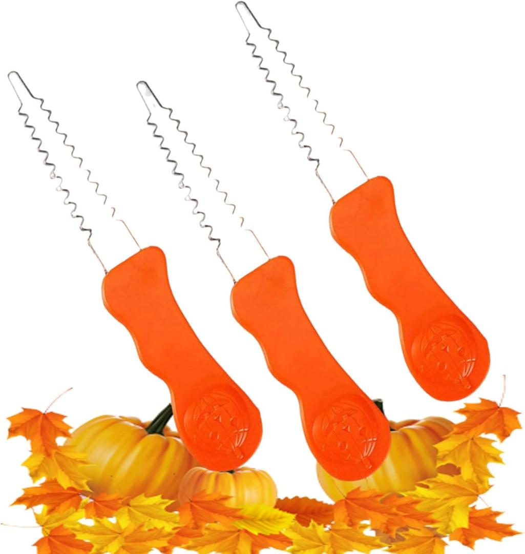 ANDES 3PCS Pumpkin Carving Kit - All-in-One Kids Stainless Steel Double-Side Sculpting Tool Kit for Halloween Decoration Gift