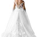 JISISANG Flower Girls Lace Tulle Ball Gowns with Bow-Knot First Communion Dresses Tutu Pageant Dress for Wedding Princess (2, Style B White)