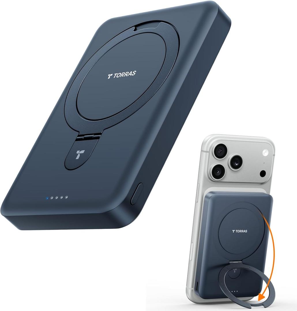 TORRAS EasyGo 10000mAh Magnetic Portable Charger Power Bank for iPhone, Fast Charging Travel Essential Wireless Battery Pack Compatible with Magsafe, iPhone Air, Pro, Pro Max,17,16,15,14,13,12, Black