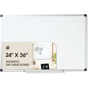 U Brands 24" x 36" Large Magnetic White Board, Silver Metal Frame