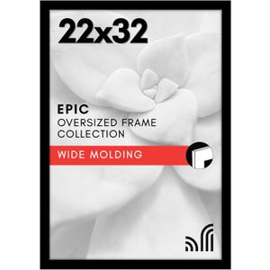Americanflat 22x32 Poster Frame with Polished Plexiglass - Black Picture Frame - Wide Photo Frames Made of Engineered Wood for Vertical or Horizontal Wall Display - Epic Collection - Black