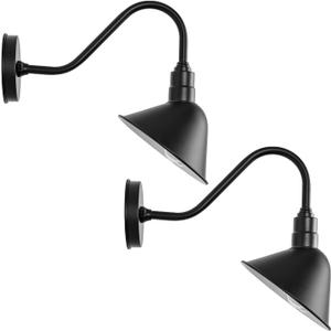 8" Barn Gooseneck Light Fixture with Extended Arm - Vintage Outdoor Sign Light for Dining Room, Shop Farmhouse Gooseneck Light - 2 Pack (7.9 Diameter - 2 Pack)