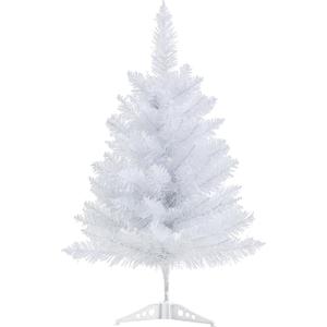 Gloreyan 2FT Artificial Christmas Tree White Tabletop Christmas Tree with Plastic Stand Mini Xmas Pine Tree for Party Supplies Indoor Outdoor Holiday Home Decoration(White)