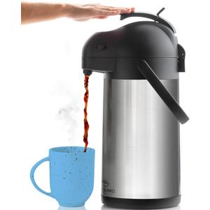Thermal Coffee Carafe 74Oz, Keeps Drinks Hot for 12Hrs & Cold for 36Hrs, Insulated Stainless Steel Coffee Carafe for Hot Drinks, Easy One-Handed Dispensing for Office, Home, Party, Durable Tea Flask (Silver)