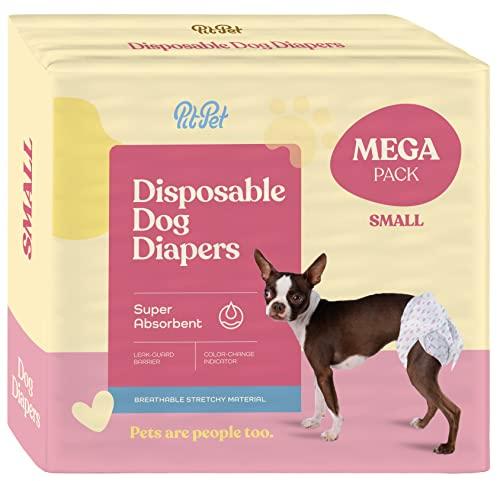 3 x Comfortable Female Dog Diapers - 12-Pack Super Absorbent Disposable Doggie Diapers - FlashDry Gel Technology & Wetness Indicator - Leakproof Diapers for Dogs in Heat, Excitable Urination, Incontinence