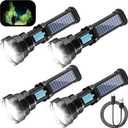 Rumiom Solar/Rechargeable LED Flashlights, Multi Function Flashlight with 2000 mAh Battery, Emergency Strobe Light, Waterproof, Fast USB Charging, Survival Gear and Supplies for Camping, 4 Pack