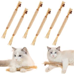 6 Pack Silvervine Sticks for Cats - Cat Teething Toys, Catnip Chew Sticks, Edible Kitty Toys for Indoor Cats