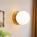 1 Pack Gold Wall Sconce, Modern Bathroom Sconce with Milky Globe Glass, Wall Light for Bathroom Mirror, Living Room, Hallway (Bulb Not Included)