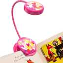 Vekkia Cute Rechargeable Book Light, Eye-Care Clip on Lights for Reading in Bed, 3 Colors & 3 Brightness, 1.8oz Lightweight, Up to 40 Hours Useage, Great Gifts for Kids & Readers (Rose Red) (Pink)