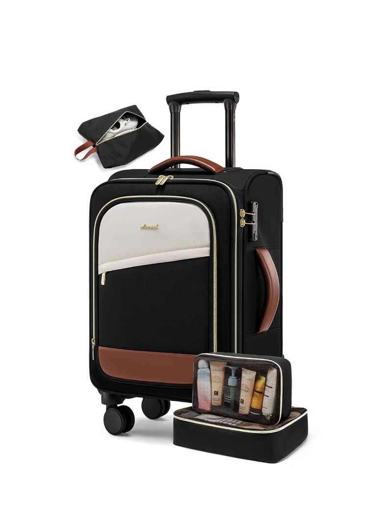 LOVEVOOK 4 Pcs Carry On Luggage 22x14x9 Airline Approved, 20 Inch Carry On Suitcases with Wheels, Softside Rolling Suitcase for Women Men, with TSA Lock Weekender Travel Luggage