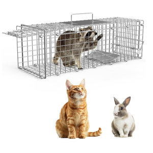 Humane Live Animal Cage Trap, 23.3x7.2x7.7 Inch Collapsible Live Animal Cage Trap Rabbits, Stray Cats, Raccoon, Mole, Squirrels Outdoor Small Animal Trap, Humane Catch & Release