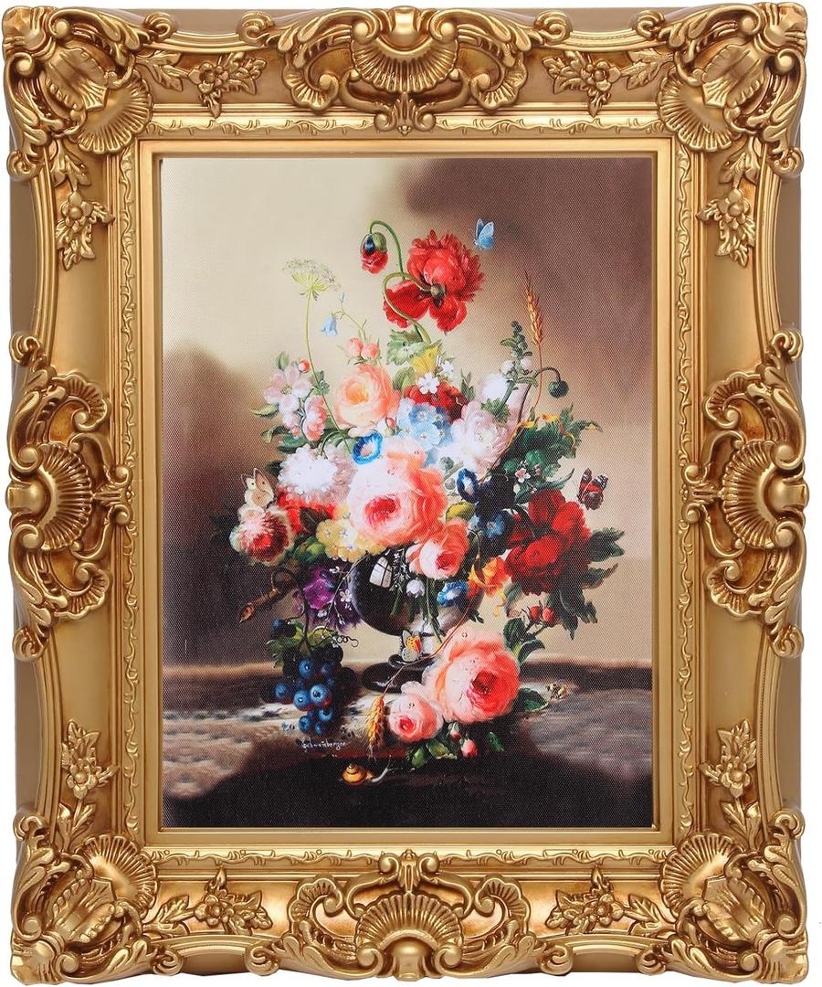 Antique Bronze Gold 16x20 Picture Frames with Oil Painting - Vintage Wall Decor for Gallery Collage, Shatterproof Tempered Glass & Ready to Hang