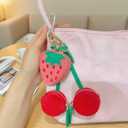 Cute Fruit Mini Coin Purse Keychain,Strawberry Cherry Leather Zipper Wallet Handbag Accessories For Women And Girls (Oranges)