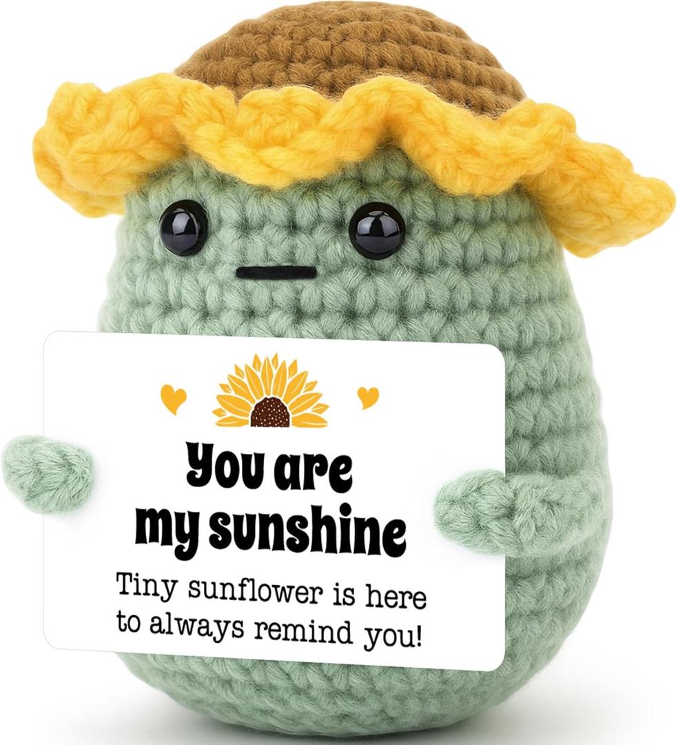 2 x Agantree art Cute Birthday Valentine's Day Gifts for Women You are My Sunshine Gift Ideas for Women 20s Mini Funny Crochet Handmade Sunflower Gifts Dolls Active Support Ideas