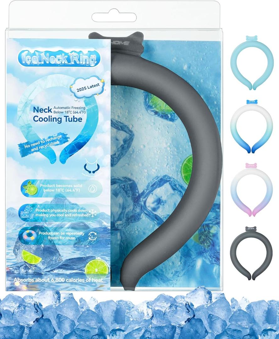 Neck Cooling Tube Wraps Ice Ring Neck Cooler Personal Ice Pack Wrap for Hot Weather Gel Reusable Wearable Gel Cooling for Summer Heat Hot Flashes Freezer Below 64.4