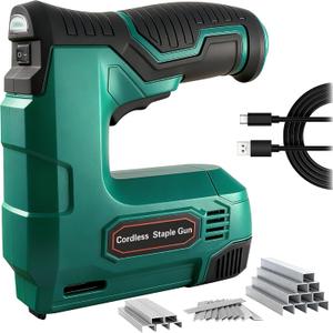 Hi-Spec 4V Cordless USB Staple Gun. Rechargeable Electric Compact Stapler & Brad Nailer Gun. Includes 2500pc Flat Crown Staples and Brad Nails Set for DIY, Crafts, Furniture and Carpentry