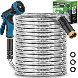 Garden Hose 50FT, Water Hose with 10 Function Nozzle, Garden Hose with Leak-proof Connectors, No-Kink, Lightweight, Puncture-proof,550PSI, Hose for Outdoor, Yard