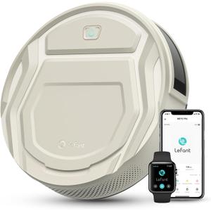 Lefant M210 Pro Robot Vacuum, Strong 4000Pa Suction, 200 Min Runtime, Super Slim Thin, Low Noise, Self-Charging, Wi-Fi/App/Alexa Control, Ideal for Pet Hair & Hard Floors (Pearly White)