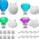 4pcs Door Knob Molds for Epoxy Resin, DIY Crystal Silicone Casting Kit, Polygonal Cabinet Drawer Handle Moulds with Screws, Handmade 3D Pulls for Kitchen Dresser Wardrobe Bathroom Home Decor Hardware
