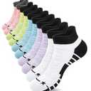 Loritta Womens Athletic Socks Low Cut Gym Workout Sports Ankle Socks Cushioned Running Socks 5 Pairs, B-Colorful Style