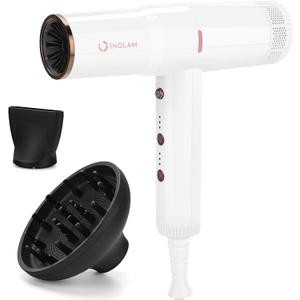 Hair Dryer, IG INGLAM Professional 110,000 RPM High Speed Blow Dryer, Negative Ion Low Noise 3 Heat Settings & 3 Speed & Cold Settings, Lightweight for Travel Home Salon Ionic Hair Dryer