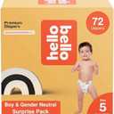 Hello Bello Premium Diapers, Size 5 (27+ lbs) Surprise Pack for Boys - 72 Count, Hypoallergenic with Soft, Cloth-Like Feel - Assorted Boy & Gender Neutral Patterns