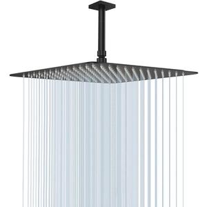 NearMoon Rain Shower Head, High Flow Stainless Steel Square Rainfall Shower, Waterfall Bath Shower Body Covering, Ceiling or Wall Mount (16 Inch, Matte Black)