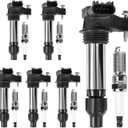 Ignition Coil and Iridium Spark Plugs Compatible with Chevy Impala Malibu Equinox Traverse Colorado & GMC Canyon Acadia Terrain & Cadillac ATS XTS CTS SRX & Buick Enclave & Saturn/Suzuki, UF569+90198