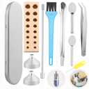 11 Pcs Filling Machine Kit for Size #000 to #5 - Includes Filler Tray, Lab Short Stem Funnels, Tweezers&Tiny Spoons | Home Lab Supplies