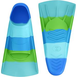 Gintenco Swim Fins, Kids Swim Training Fins for Lap Swimming, Travel Size Flippers with Mesh Bag, Silicone Swimming Fins for Kids Teens Adults Women Men (S(Jr 2-3/ US Women 3-5), CH10)