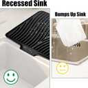 TIKNIK Silicone Dish Drying Mat, Stone Drying Mat for Kitchen Counter with Built-In Drain, Non-Slip Drain Pad with Built-in Drain, Heat Resistant Stone Drying Mat, Hangable, Black-1pc, 16" x 12"