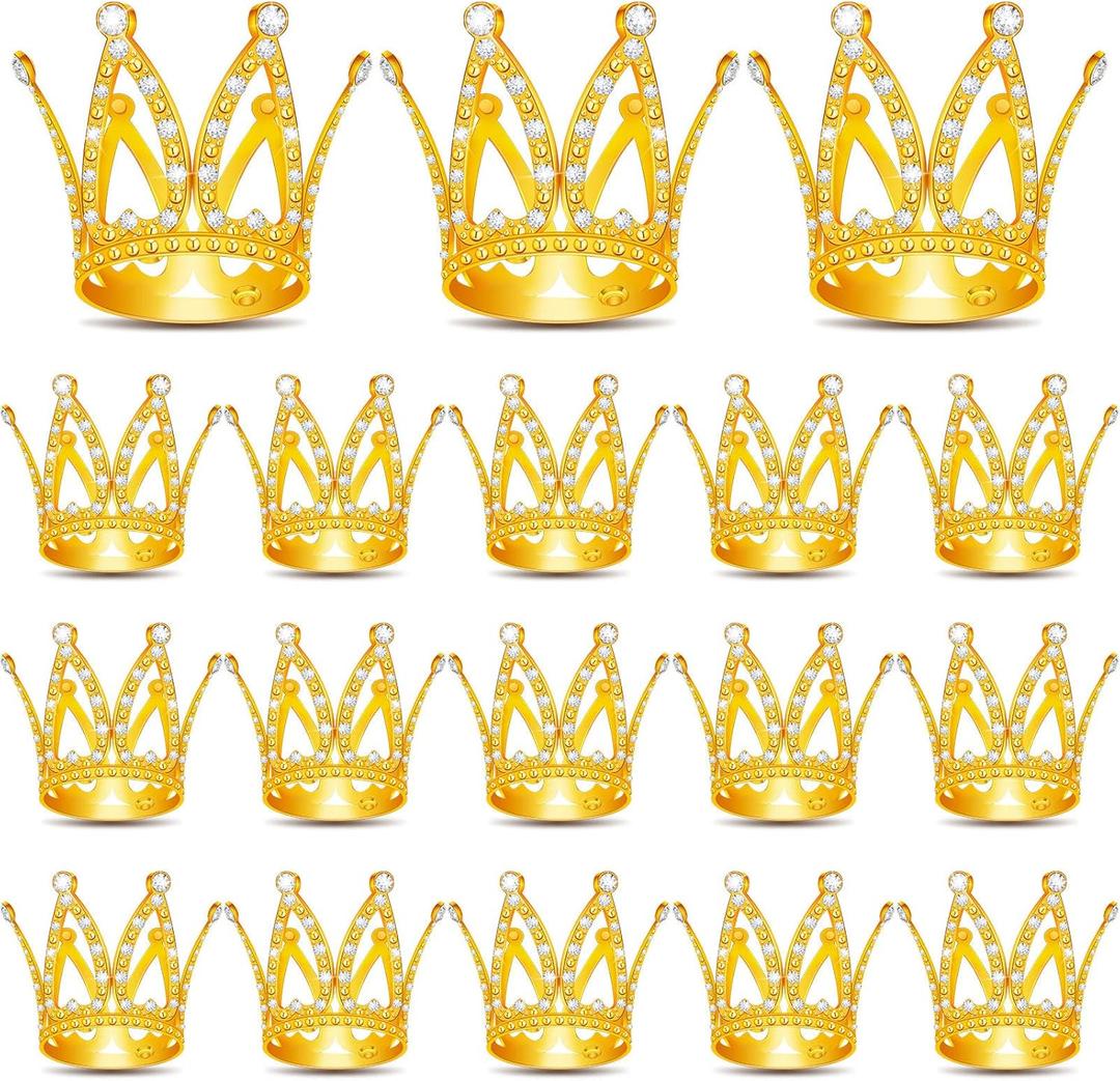 18 Pcs Crown Cake Topper, Mini Tiara Birthday Cake Toppers, Mini Crown for Flower Arrangements Women Lady Girl Wedding Baby Shower Birthday Party