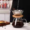Super-Duper glass coffee 600ml glass coffee maker Made of high borosilicate glass Stainless steel filter pour over coffee carafe coffee maker non electric