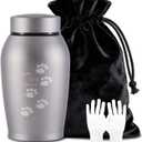 Dog Urns for Ashes,Stainless Steel Pet Urns,Laser Engraving Technology,Matte Surface,Suitable for Dogs and Cats Ashes,Loss Pet Sympathy Remembrance Gift(with Paw Pad Pattern, Gray)