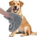 OLANLY Chenille Dog Bath Towel 31x13, Ultra Absorbent Quick Dry Pet Towel, Extra Soft Washable Plush Towel for Large Dogs & Puppies, Indoor Outdoor Use, Grey