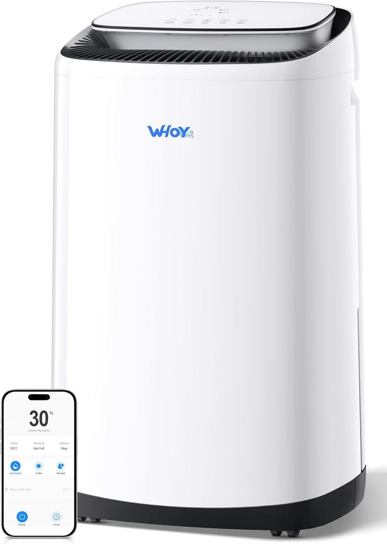 Dehumidifier for Basement 6,000 Sq Ft, 120 Pints Max. Smart Compressor,Intelligent Humidistat, Smart App-Controlled with Darin Hose And App Control for Basement, Bathroom,Living room,Bedroom,Home (Off-White)