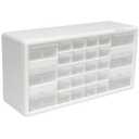 Akro-Mils 26-Drawer Plastic Drawer Storage Cabinet for Garage Organization, Bead Organizer, Building Bricks Storage, Teacher Toolbox, Makeup Organizer, 20-Inch W x 6-Inch D x 10-Inch H, 10124 White