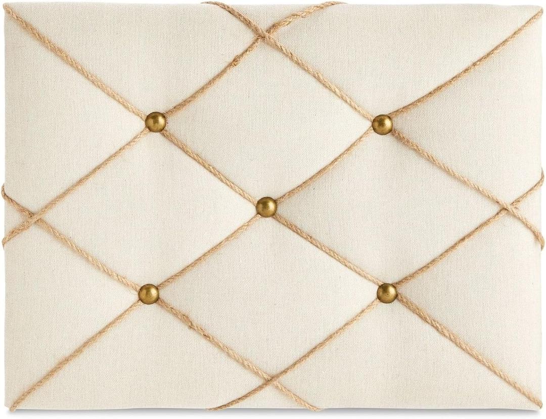 Farmlyn Creek Rectangular Fabric Bulletin Board - Picture Board for Photos - Farmhouse Style & Office Wall Decor - 16 x 12 in, Beige