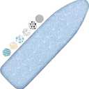 Ironing Board Cover and Pad, 15x54 Standard Size Thick Iron Padding, Scorch & Stain Resistant Ironing board cover, Heavy Duty Iron Board Padded with Adjustable Fasteners Durable Elastic Edge, Sky Blue
