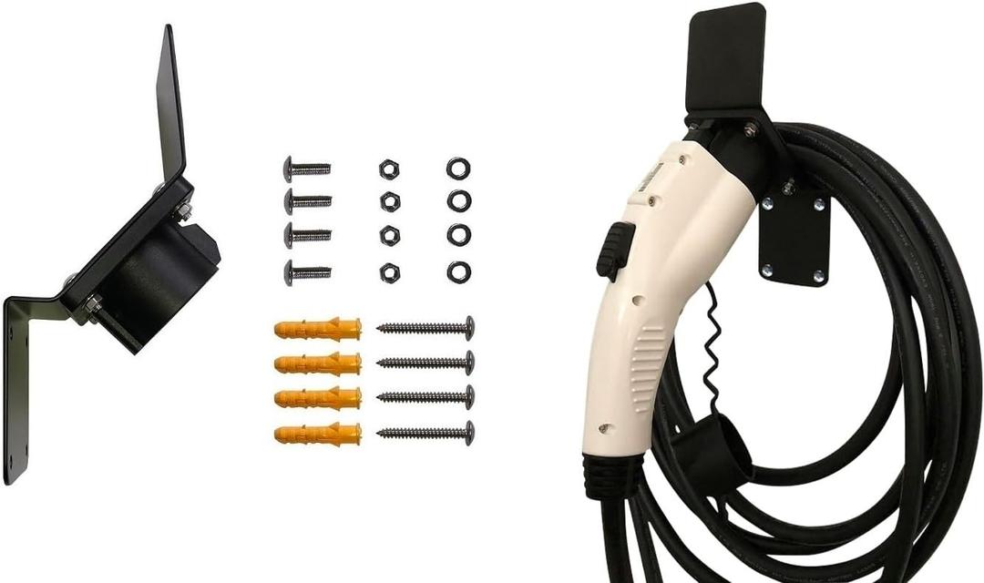 EVSE EV PHEV Charger Plug Angle Nozzle Dock Holster Holder for SAE J1772 Electric Vehicle with Cable Organizer Hook Screws (Light Type)